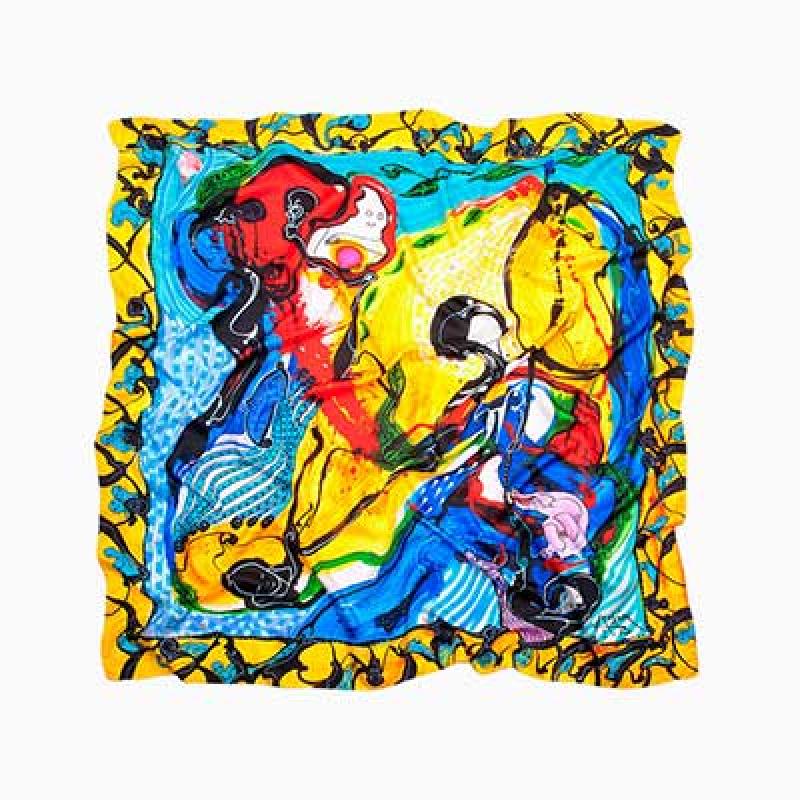 Silk scarves and foulards with art...