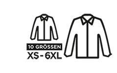 GERMENS® offers shirts in 10 sizes from XS to 6XL