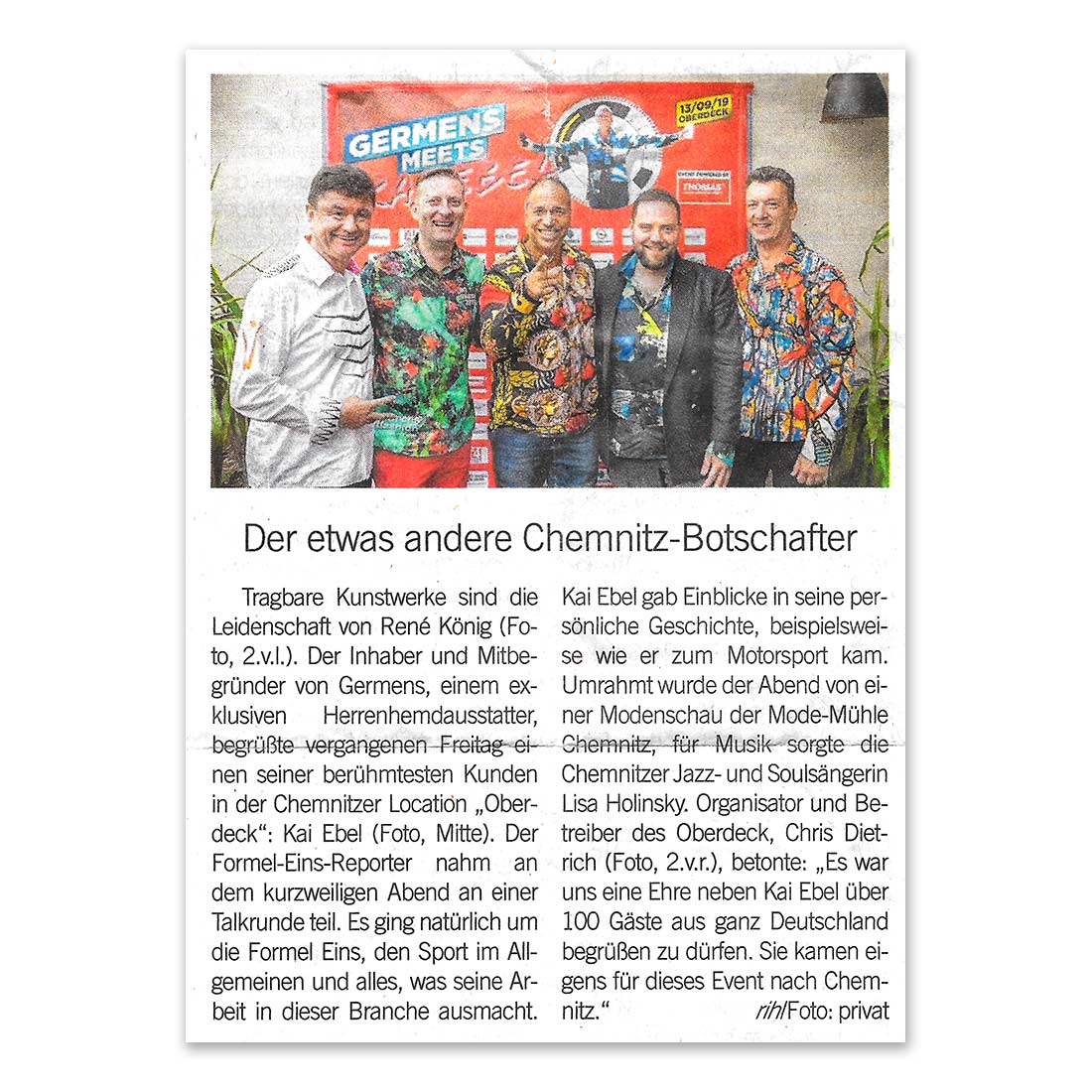 GERMENS artfashion - BLICK Zeitung - 18.09.2019