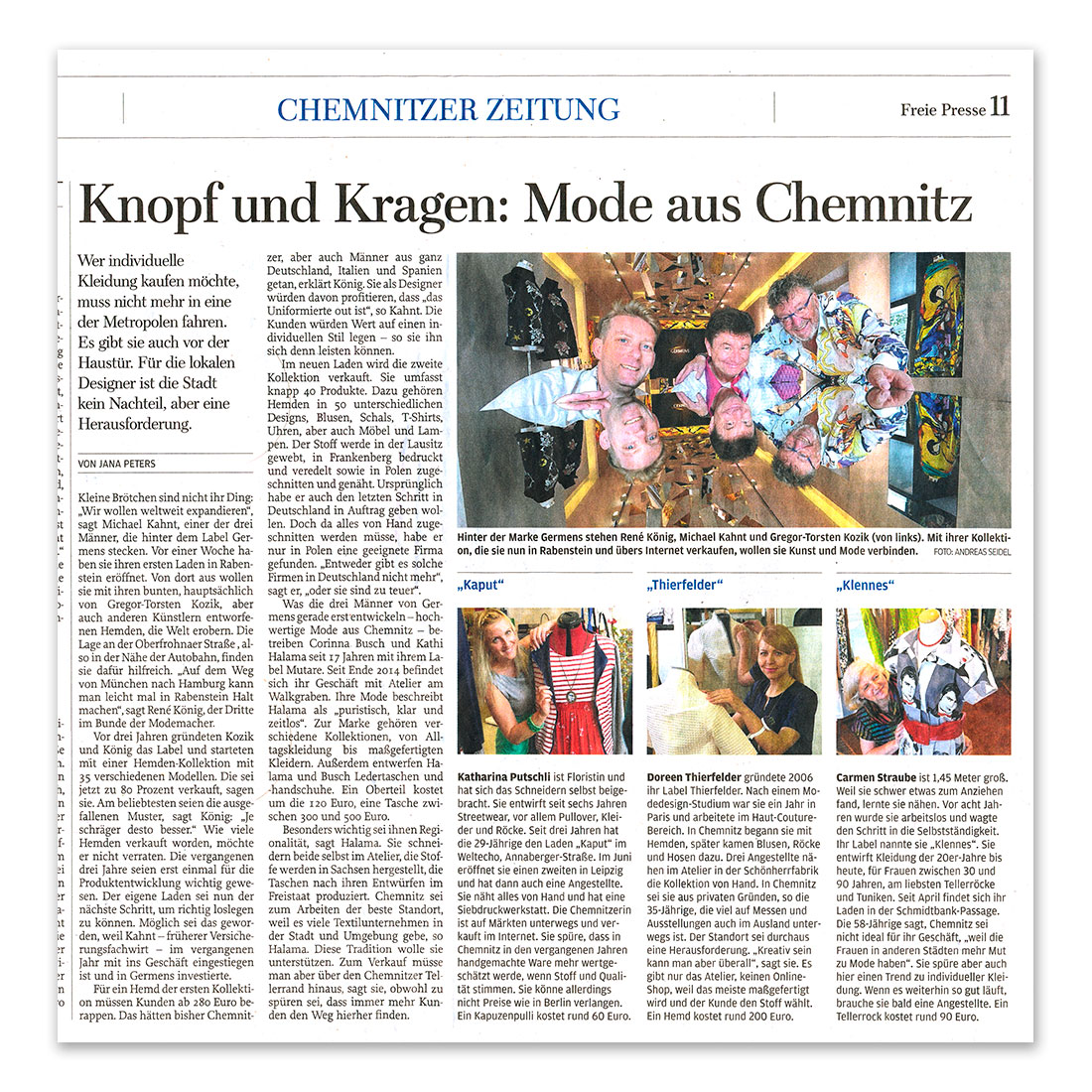 GERMENS artfashion - Freie Presse Chemnitz - 16.05.2015