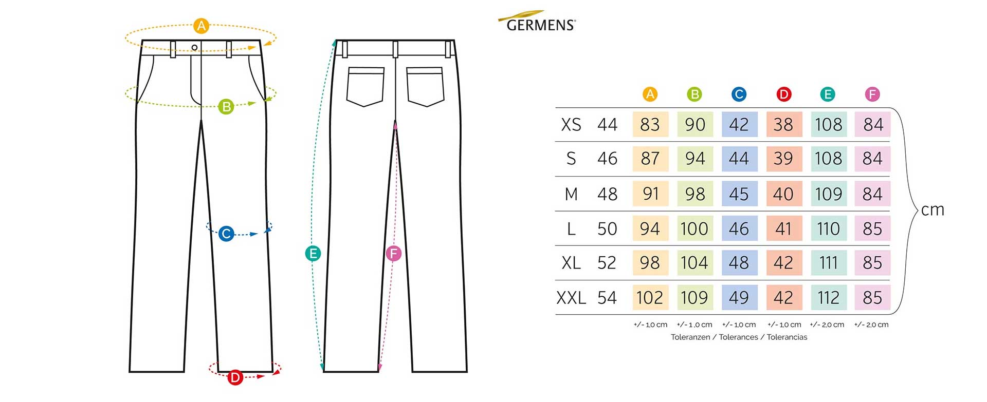 Grentabelle GERMENS Mnnernhosen