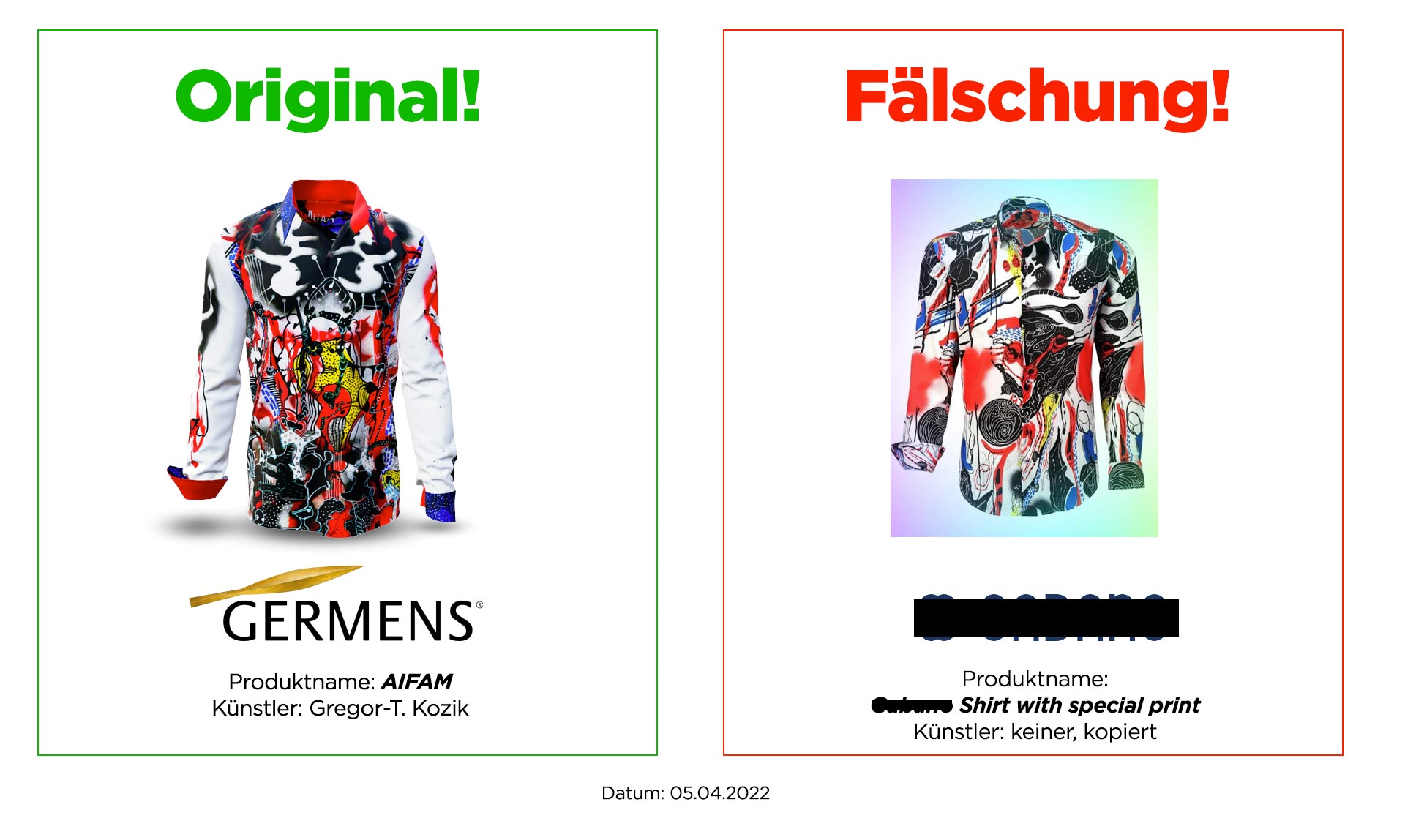 Original GERMENS® Hemd AIFAM und Plagiat