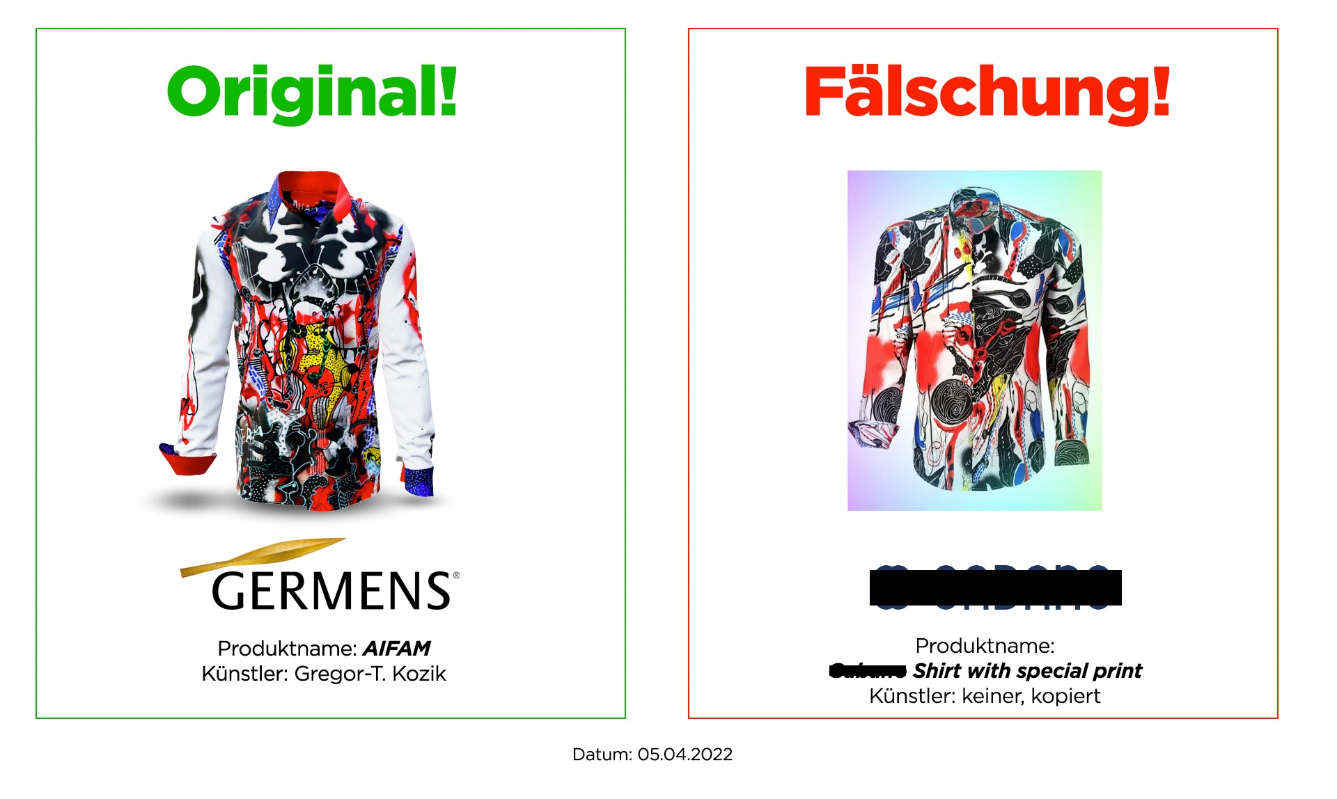 Original GERMENS Hemd AIFAM und Plagiat
