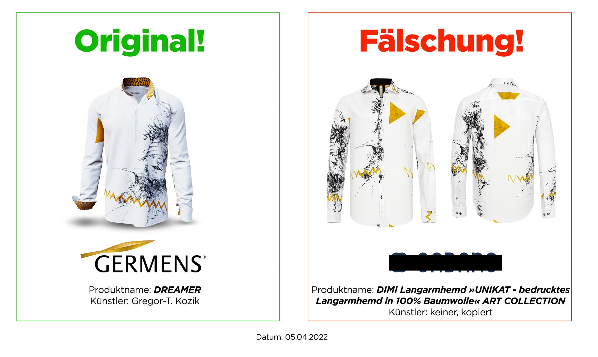 Original GERMENS® Hemd DREAMER und Plagiat