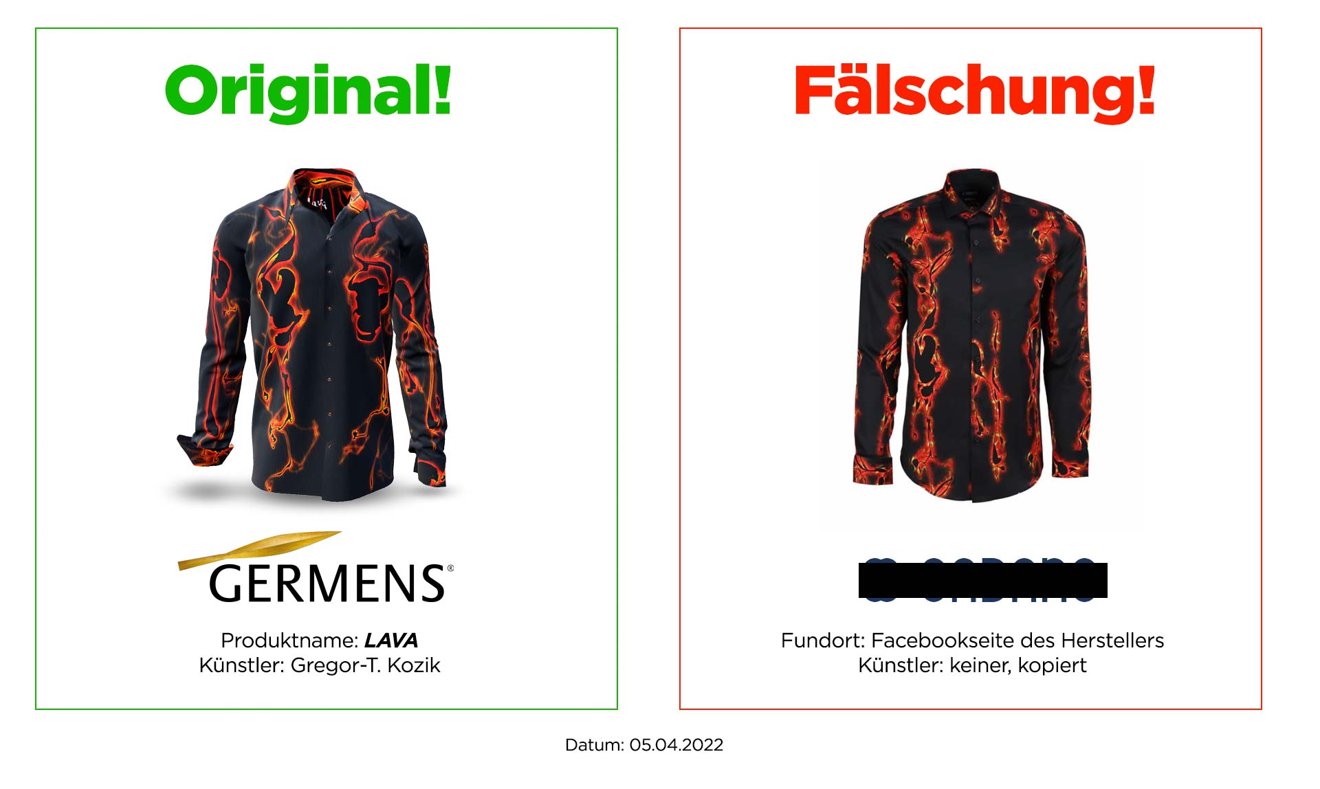 Original GERMENS Hemd LAVA und Plagiat