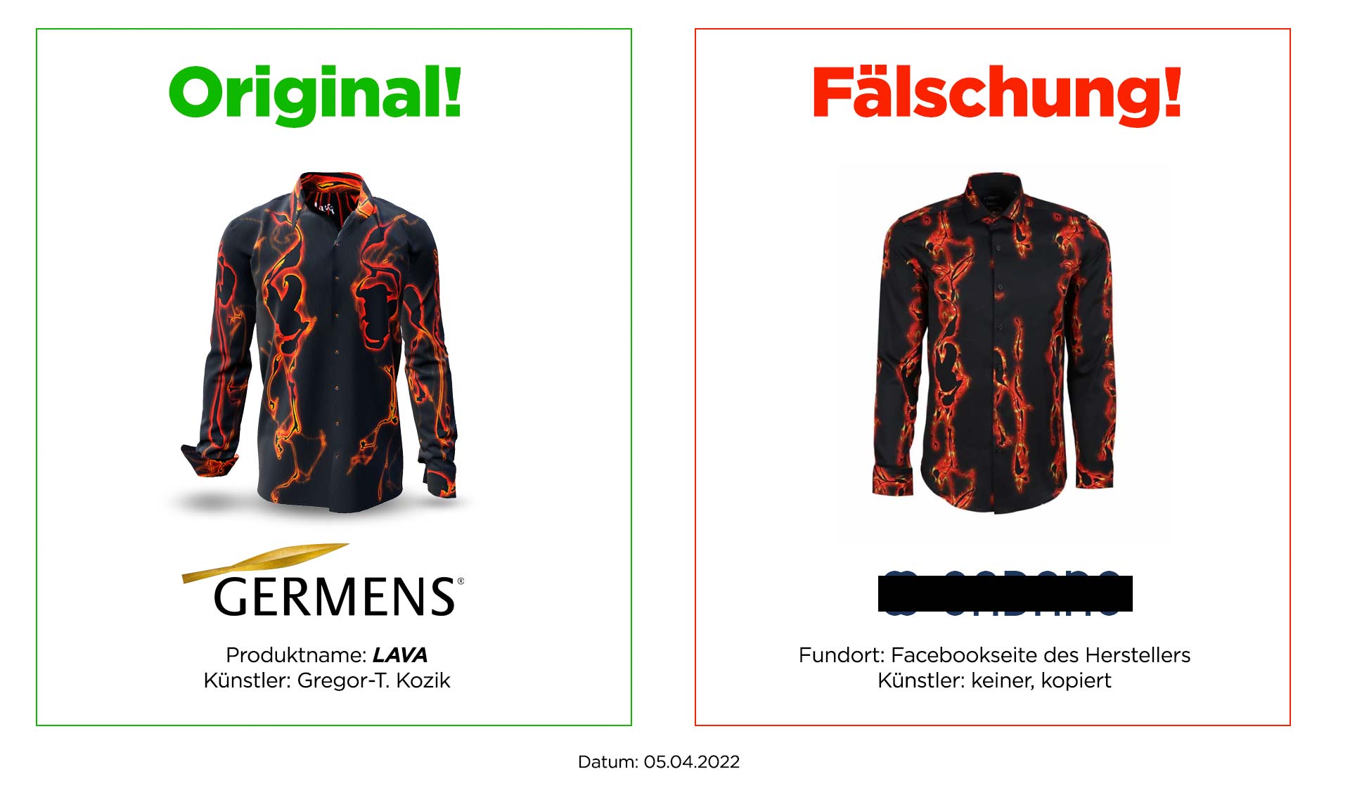 Original GERMENS® Hemd LAVA und Plagiat