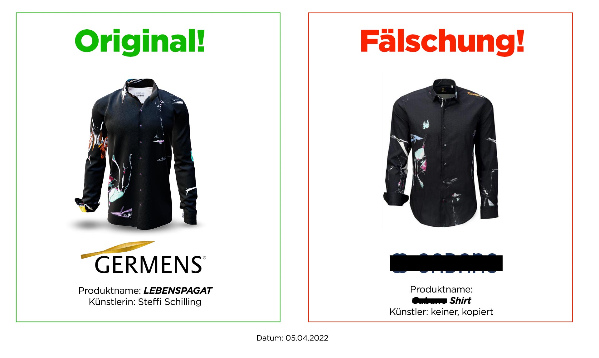 Original GERMENS Hemd LEBENSSPAGAT und Plagiat