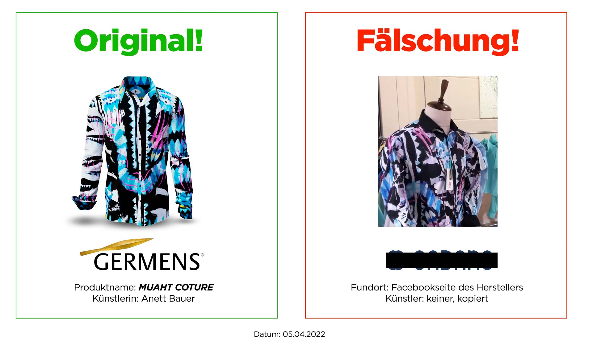 Original GERMENS Hemd MUAHT COUTURE und Plagiat