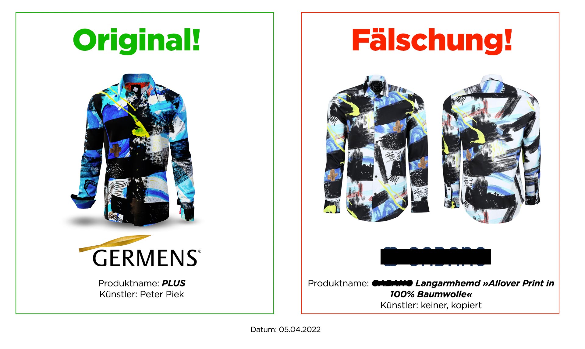 Original GERMENS® Hemd PLUS und Plagiat