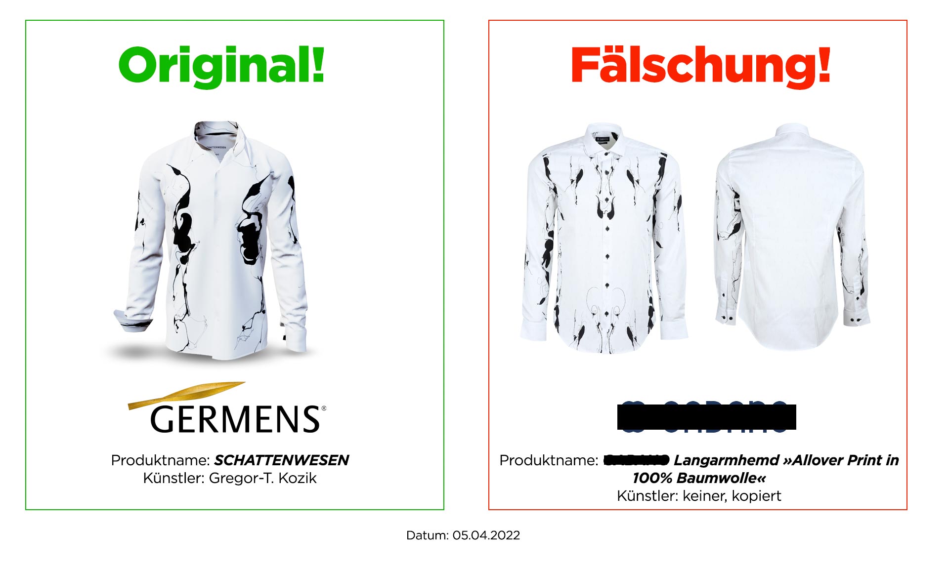 Original GERMENS Hemd SCHATTENWESEN und Plagiat