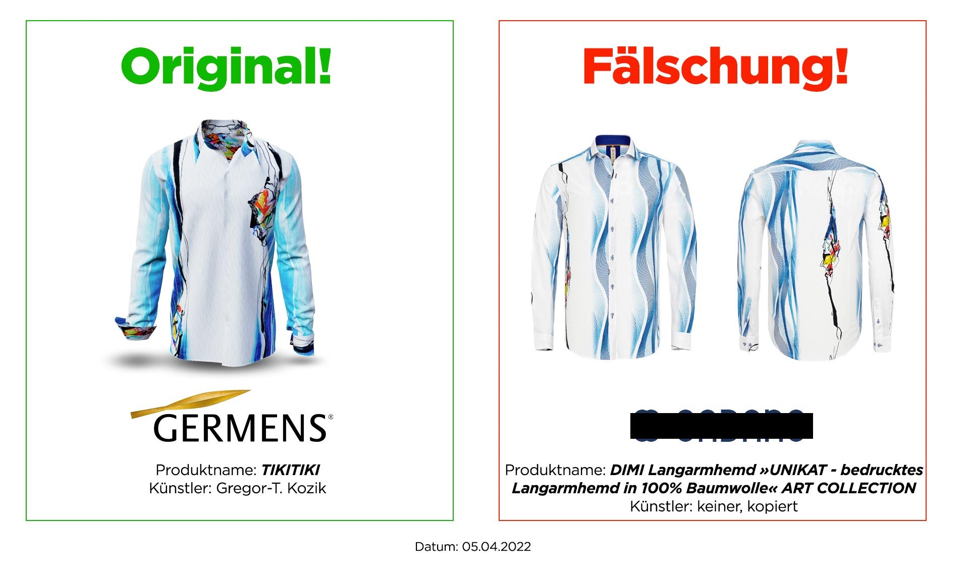 Original GERMENS® Hemd TIKITIKI und Plagiat