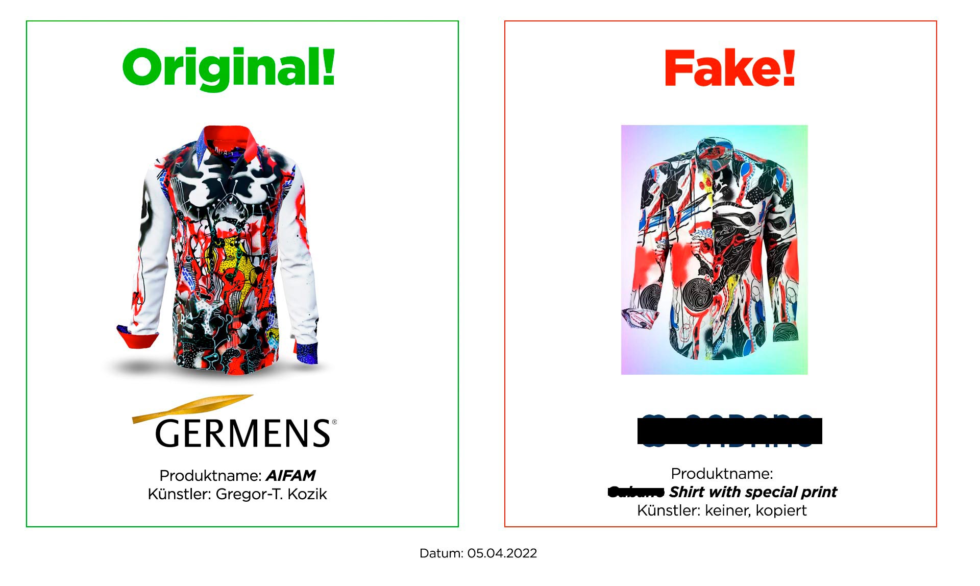 Original GERMENS shirt AIFAM and plagiarism