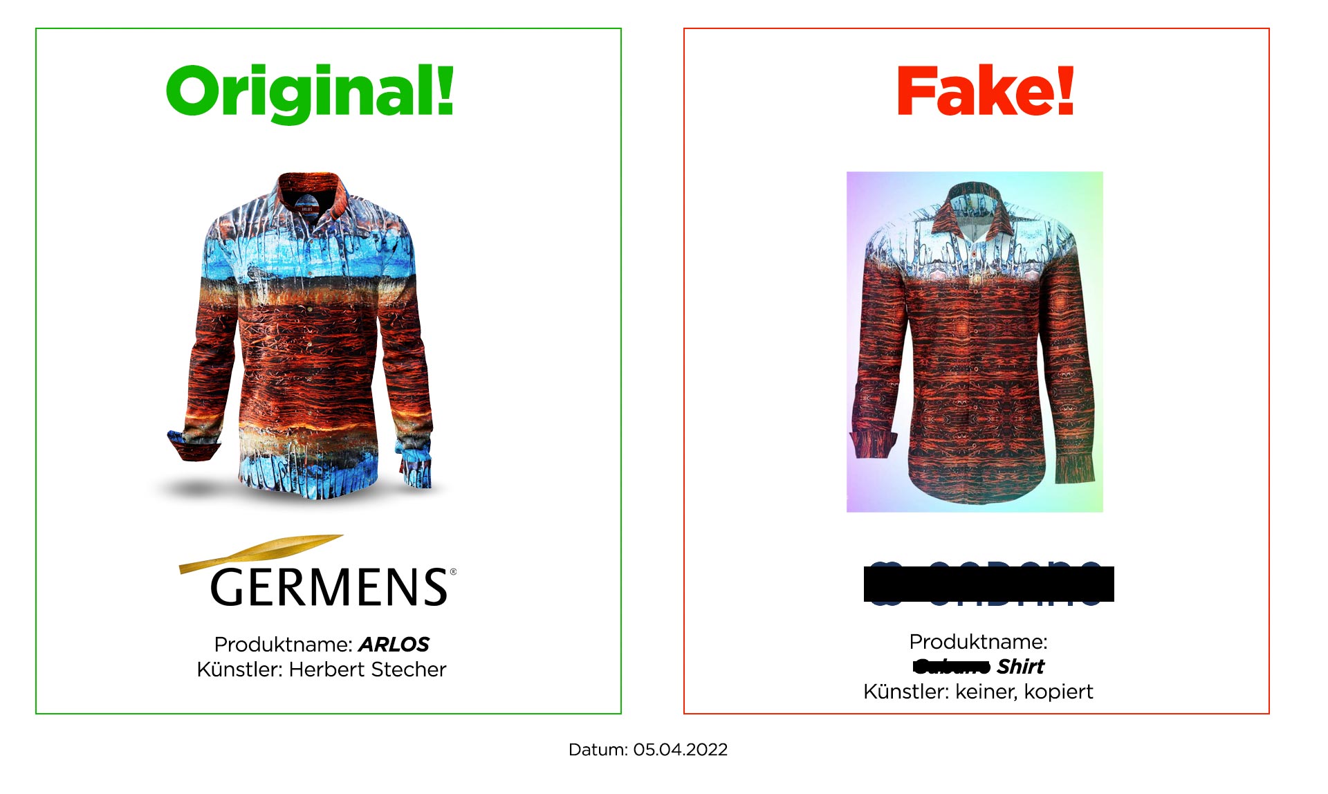 Original GERMENS shirt ARLOS and plagiarism