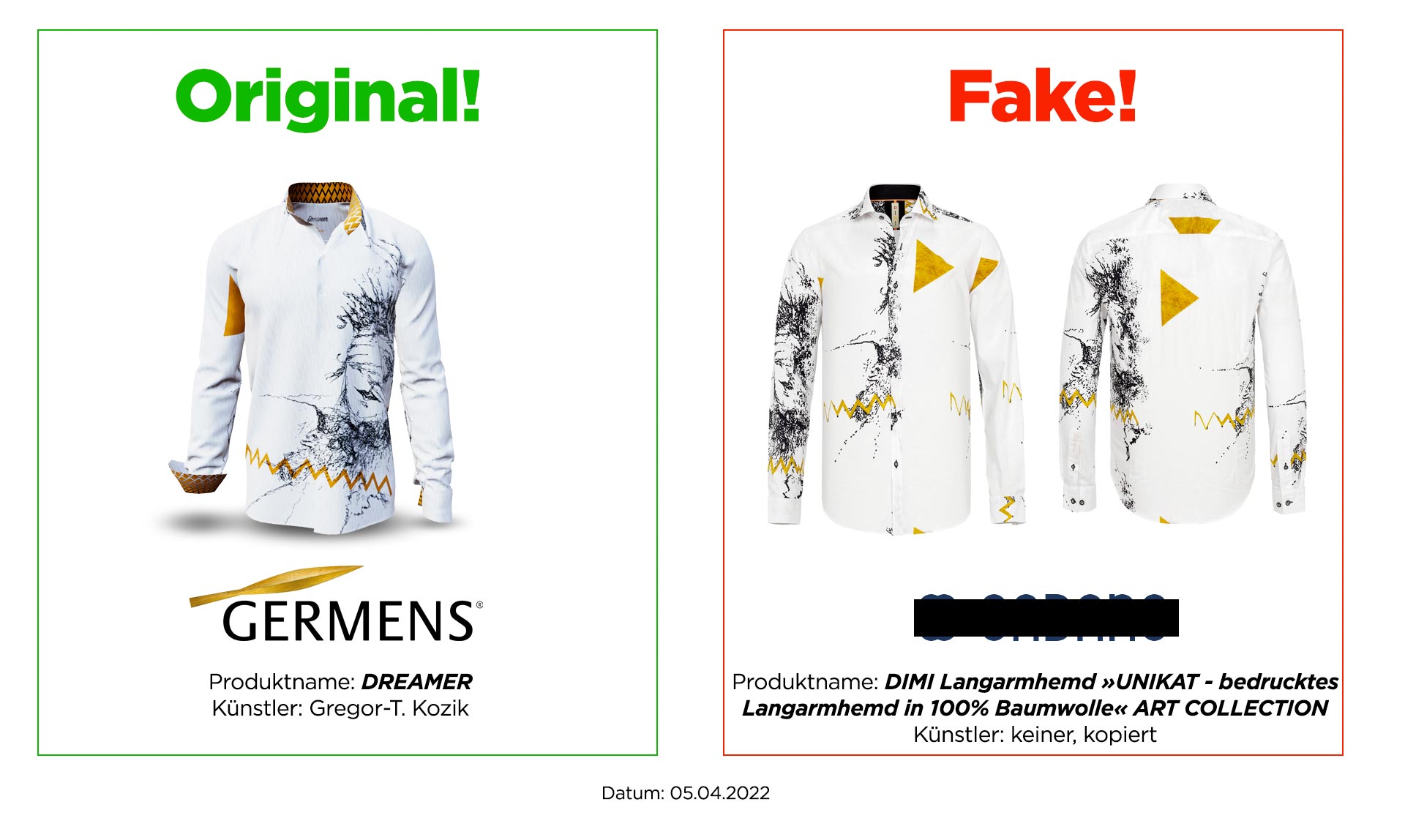 Original GERMENS® shirt DREAMER and plagiarism