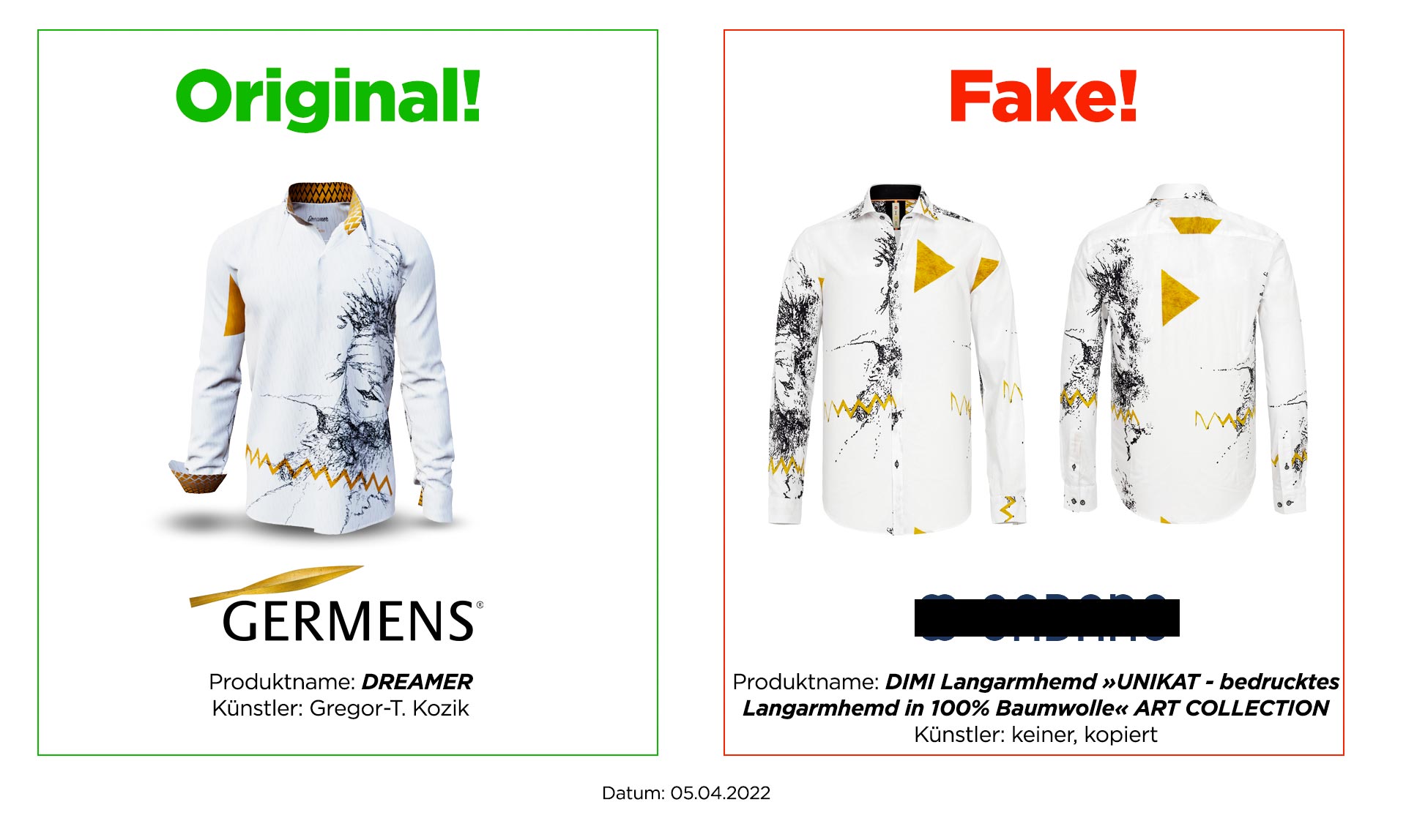 Original GERMENS shirt DREAMER and plagiarism