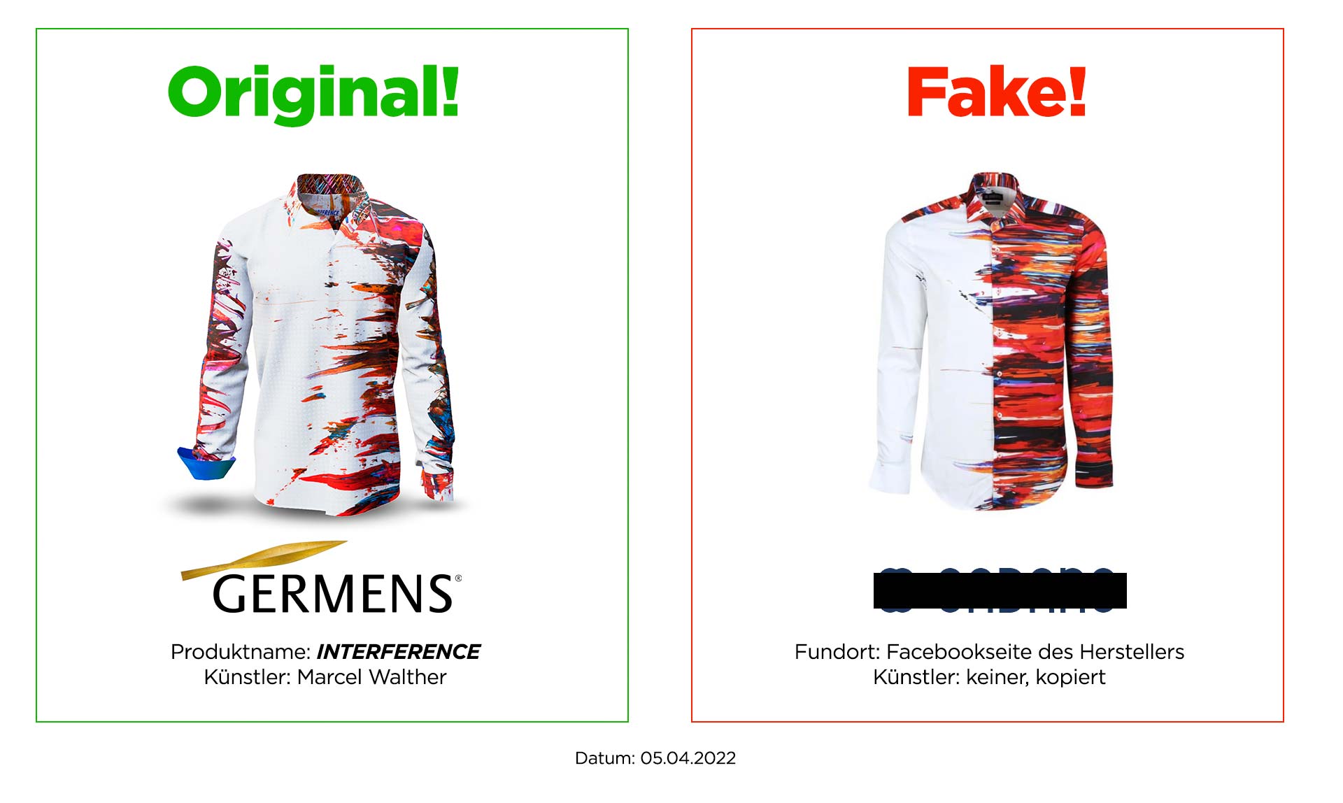 Original GERMENS® shirt INTERFERENCE and plagiarism
