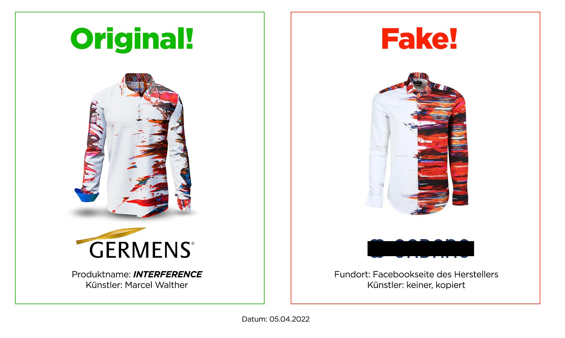 Original GERMENS shirt INTERFERENCE and plagiarism