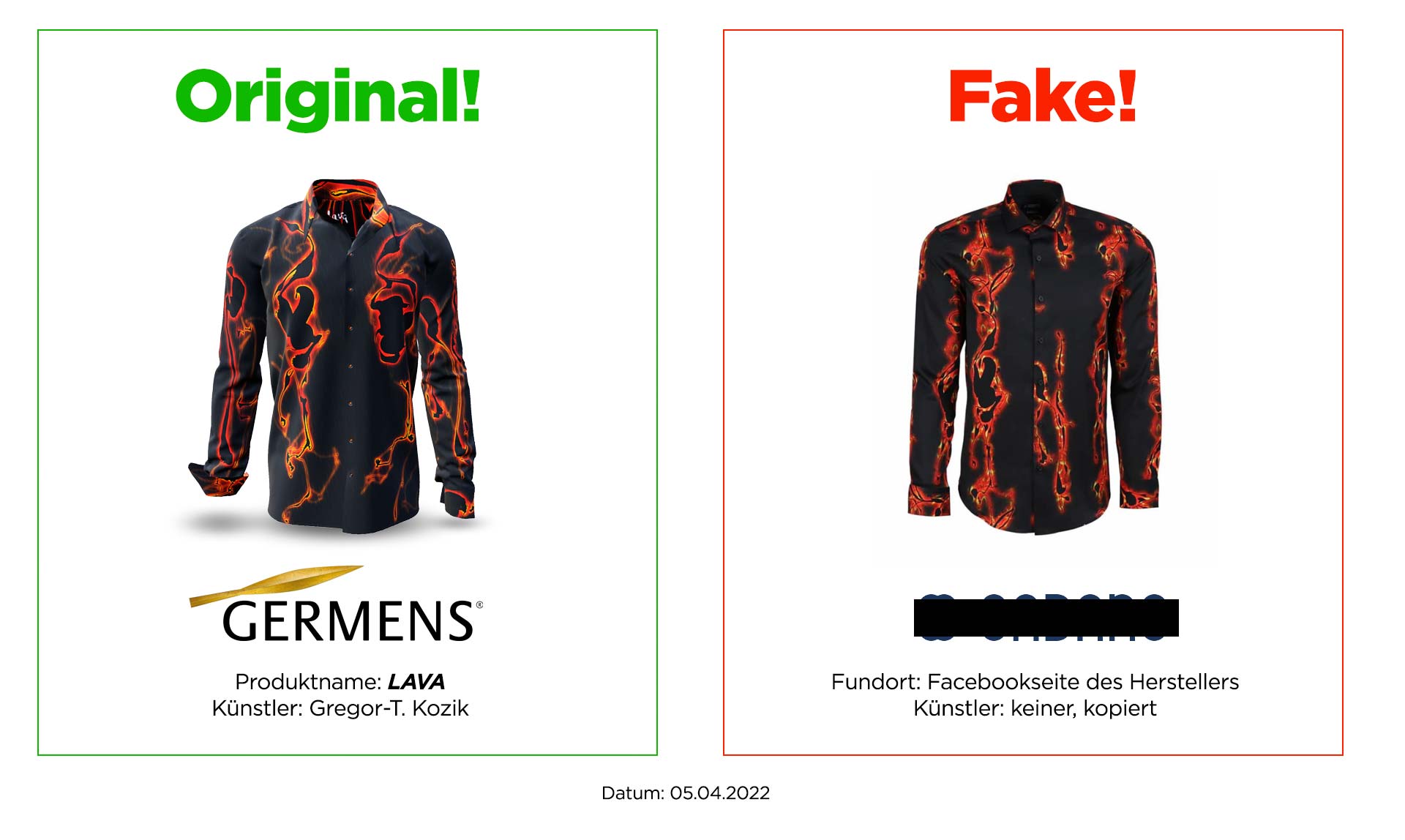Original GERMENS shirt LAVA and plagiarism
