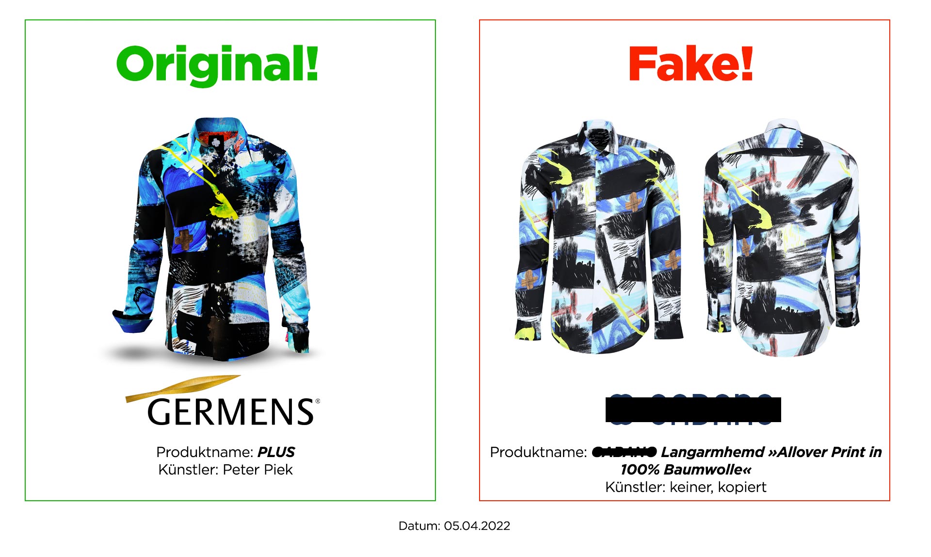 Original GERMENS® shirt PLUS and plagiarism