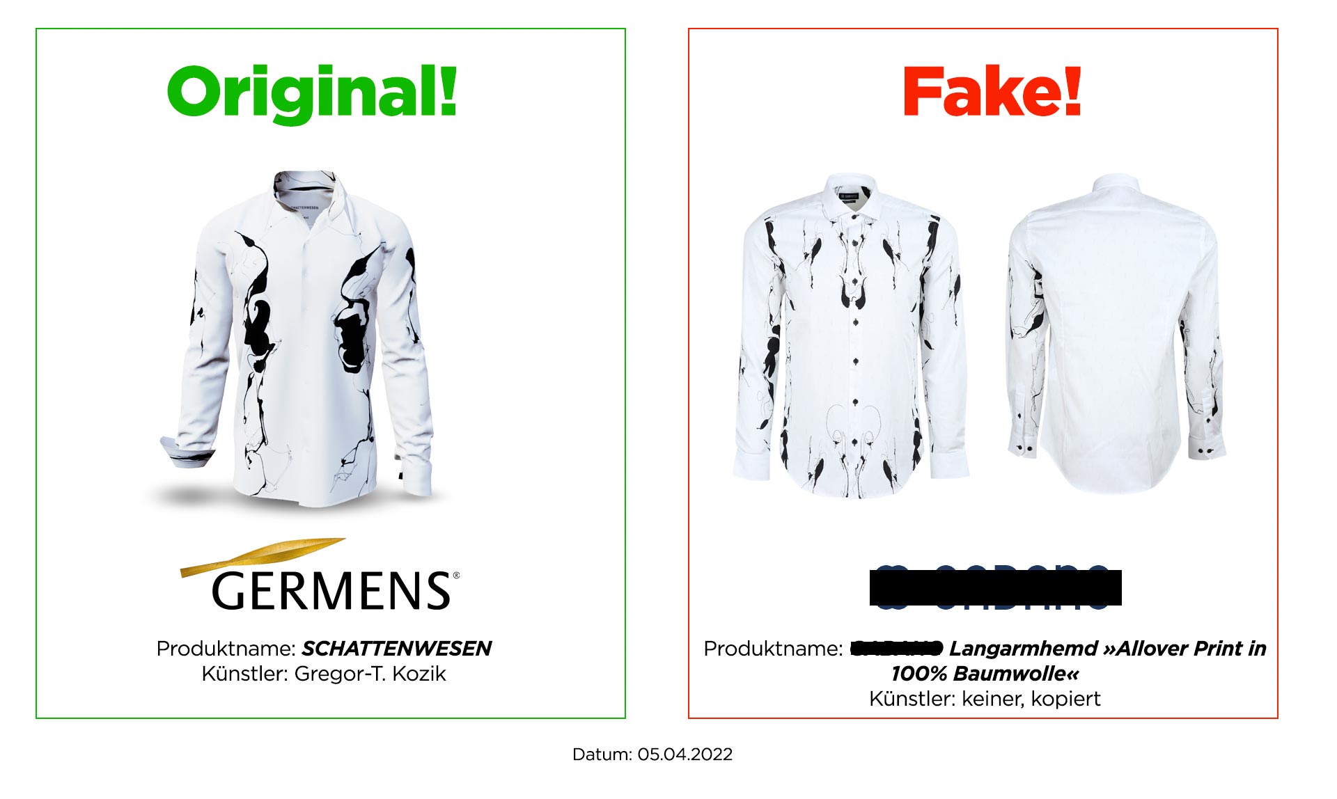 Original GERMENS® shirt SCHATTENWESEN and plagiarism by GABANO