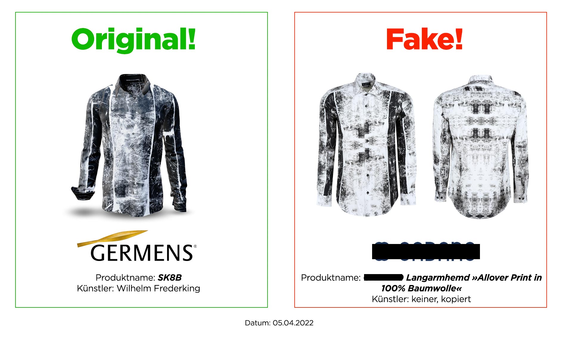 Original GERMENS shirt SK8B and plagiarism