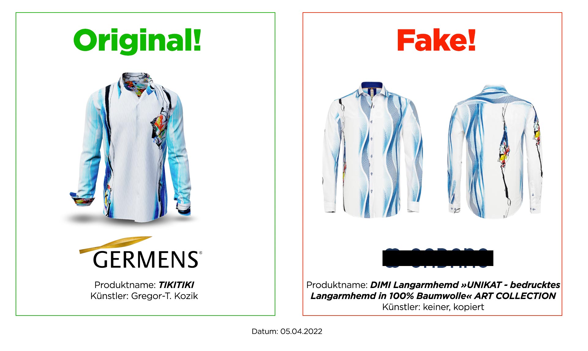 Original GERMENS shirt TIKITIKI and plagiarism