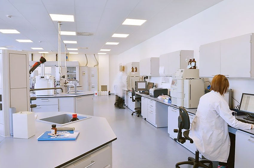 View into the laboratory to check the textile printing pre-treatment for the subsequent optimal textile printing on the cotton fabrics