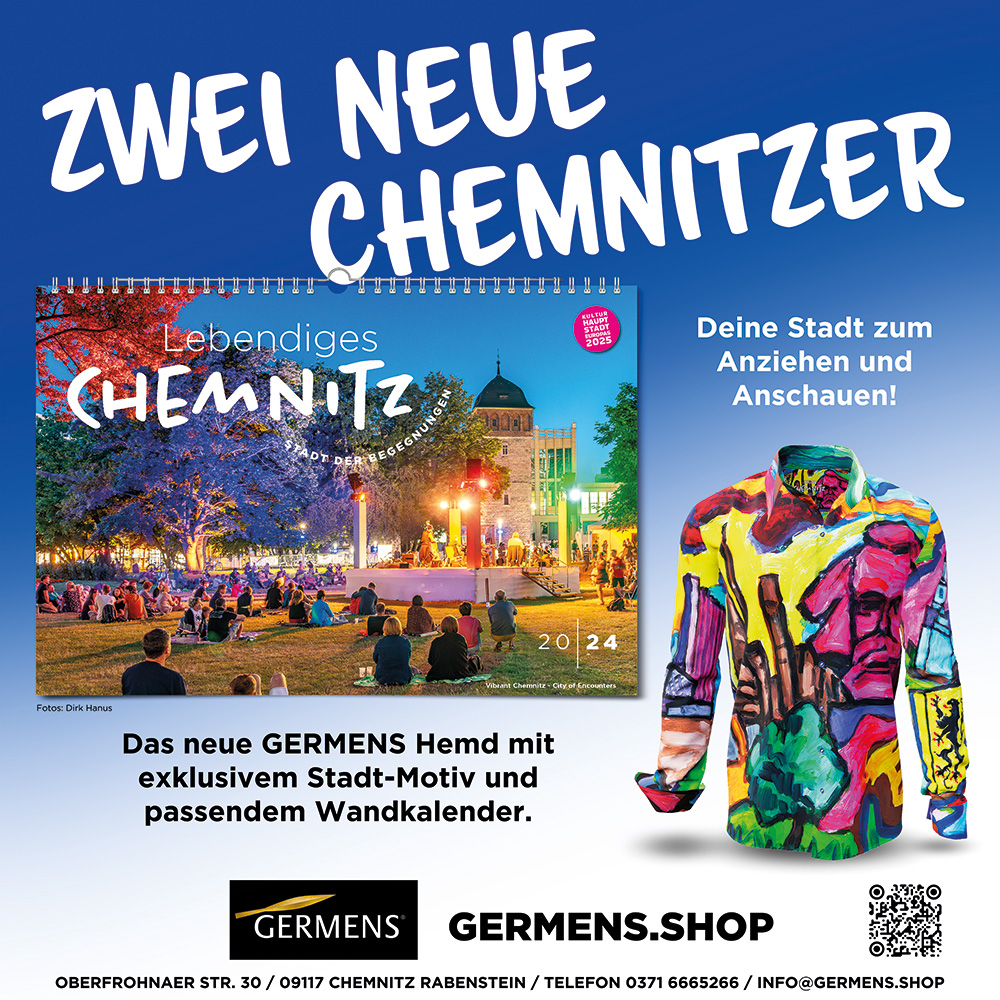 Two new Chemnitz - GERMENS shirt WELCOME CHEMNITZ 2025 and wall calendar "Living Chemnitz - City of Walks".