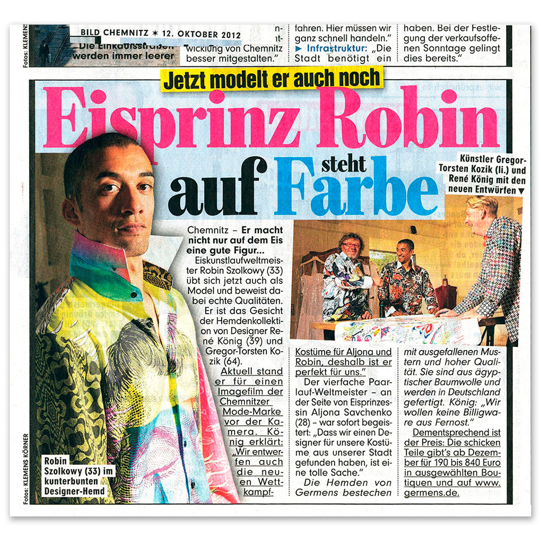GERMENS artfashion - BILD Zeitung Chemnitz - 12.10.2012