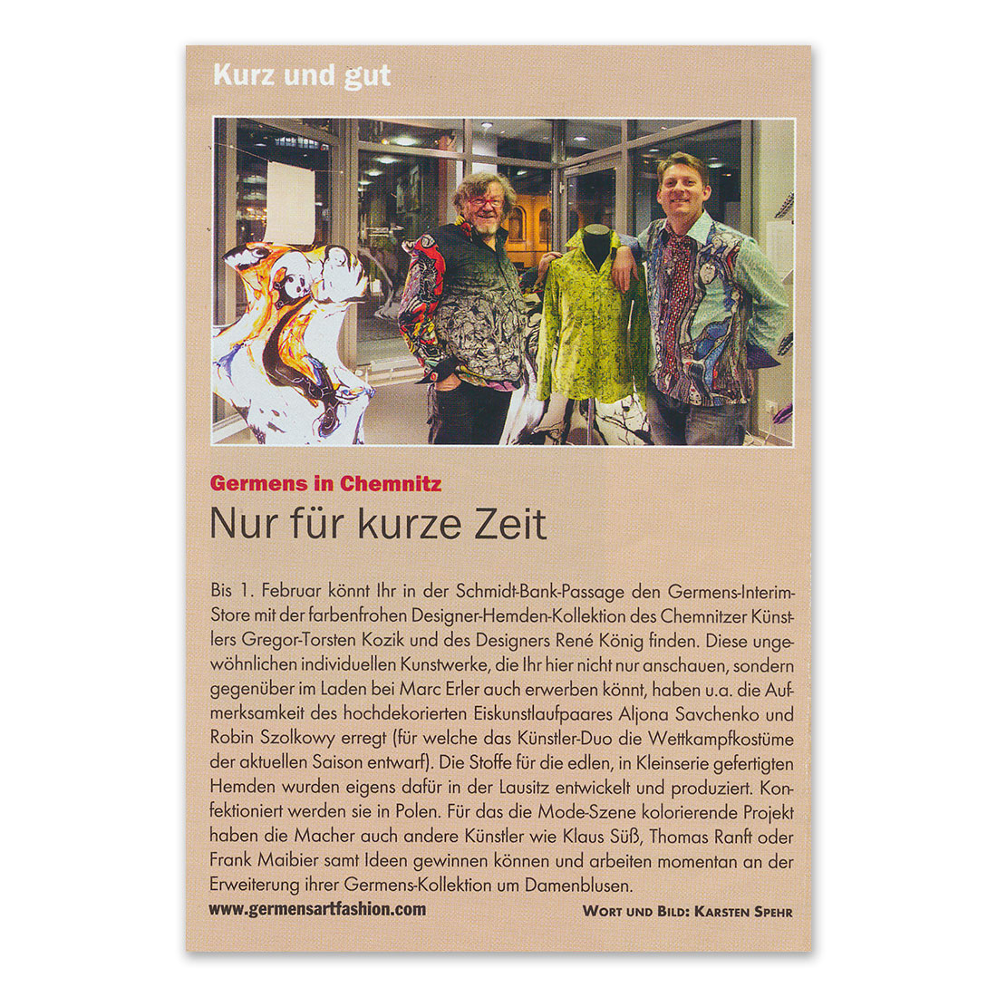 GERMENS artfashion - Blitz Magazin Chemnitz - November 2013