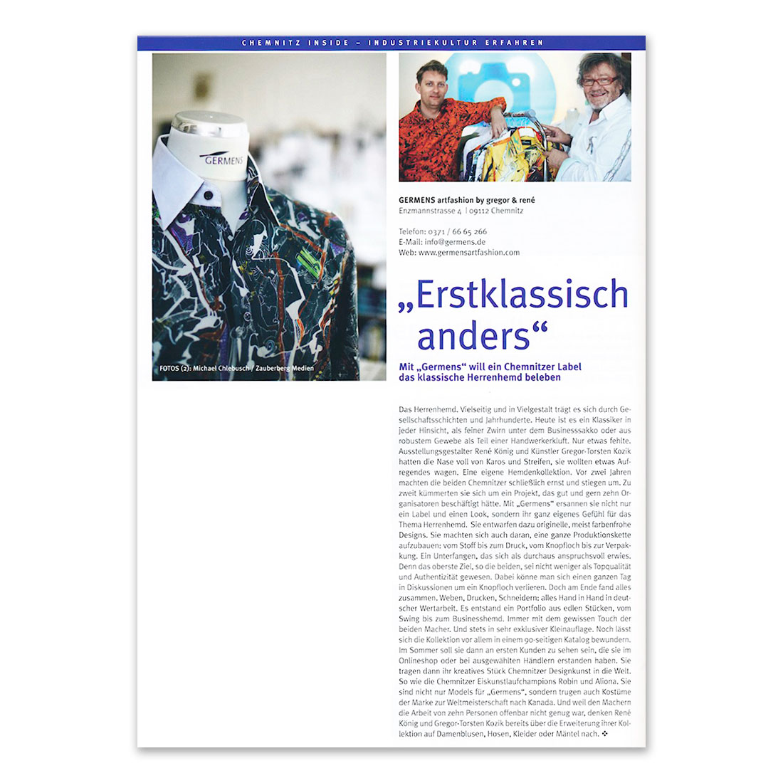 GERMENS artfashion - Magazin Chemnitz Inside - Juni 2013