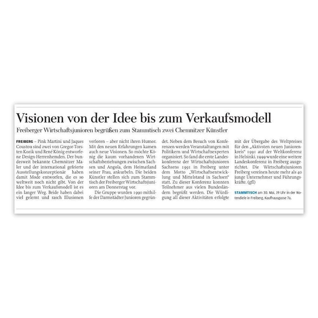 GERMENS artfashion - Freie Presse Chemnitz - Mai 2013