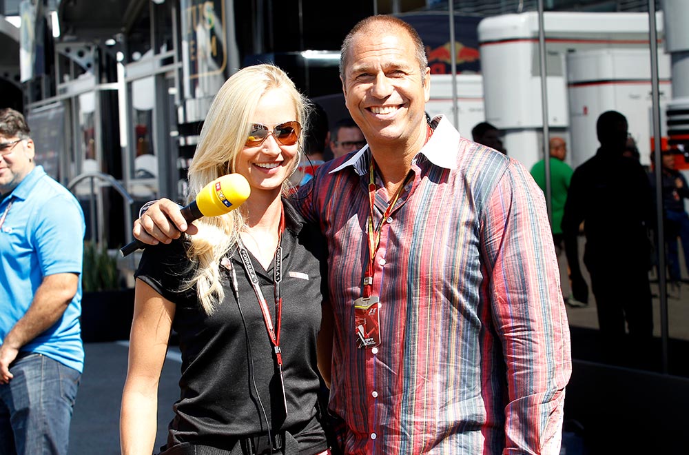 RTL-Moderator Kai Ebel trägt das GERMENS Hemd ALPHA CENTAURI während der Formel 1 in Monza, Italien, 2014. Foto: Russel Batchelor