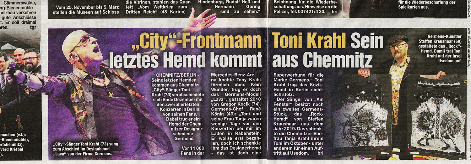 Morgenpost Chemnitz berichtet über Toni Krahl und GERMENS