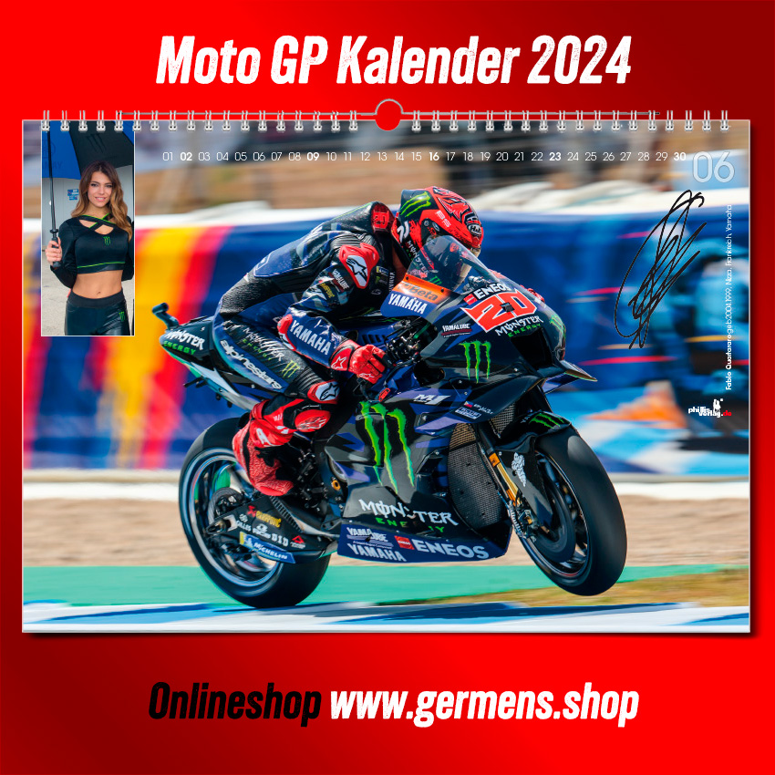 MotoGP-Kalender 2024 - Juni - Frankreich, Fabio Quartararo, Monster Energy Yamaha MotoGP?, Motorrad: Yamaha - Der ultimative Wandkalender für alle Rennsportfans