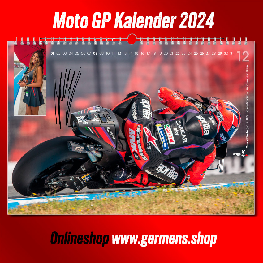 MotoGP-Kalender 2024 - Dezember - Spanien, Maverick Viñales, Aprilia Racing, Motorrad: Aprilia - Der ultimative Wandkalender für alle Rennsportfans