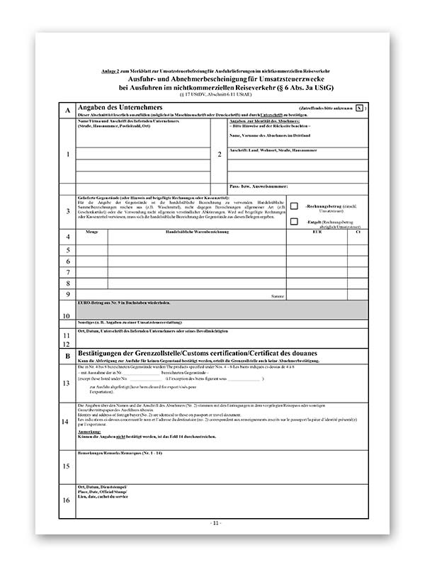 Tax Free Formular A