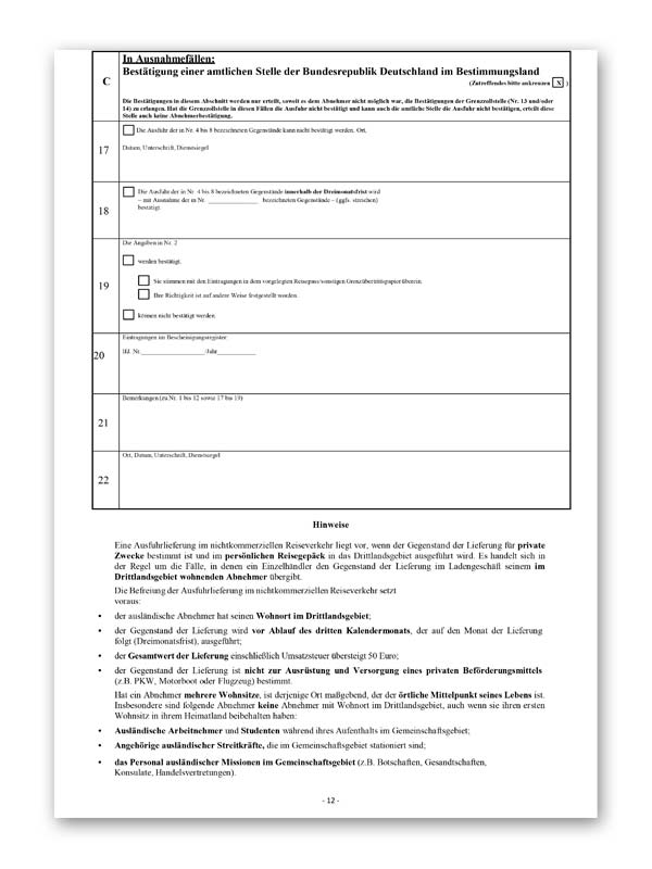 Tax Free Formular B