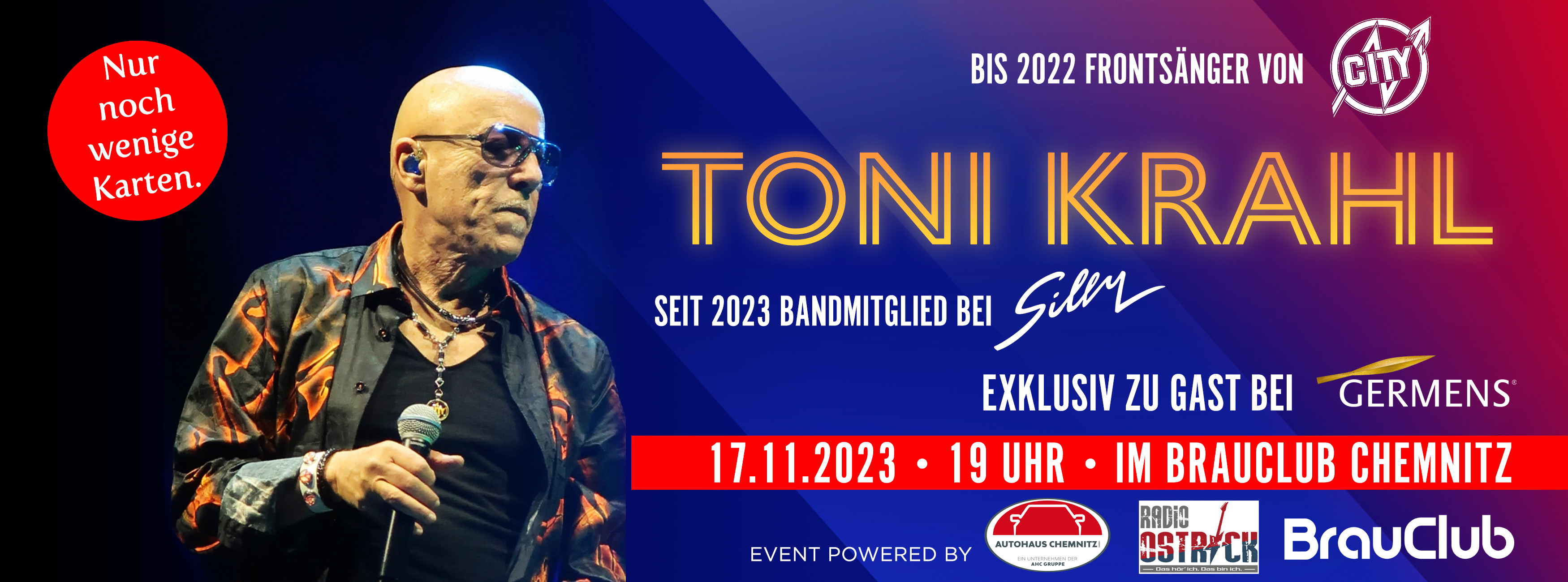 Toni Krahl exklusiv zu Gast bei GERMENS am 17. November 2023 in Chemnitz