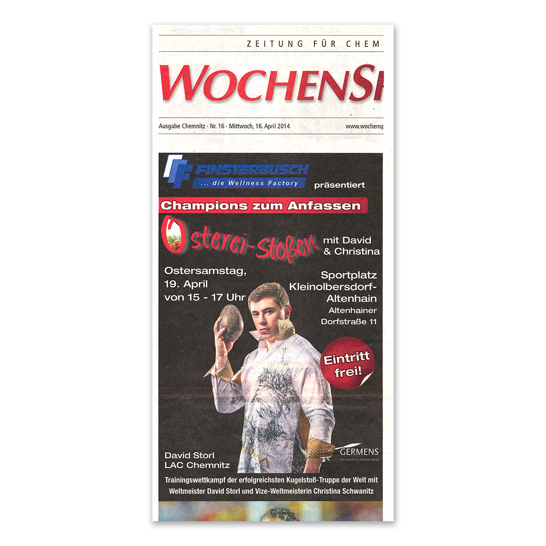 GERMENS artfashion - Wochenspiegel Chemnitz - 16.04.2014