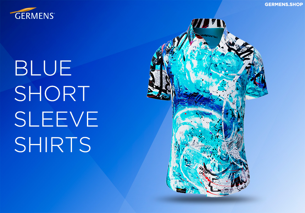 CAMISAS AZULES DE MANGA CORTA PARA HOMBRE de GERMENS
