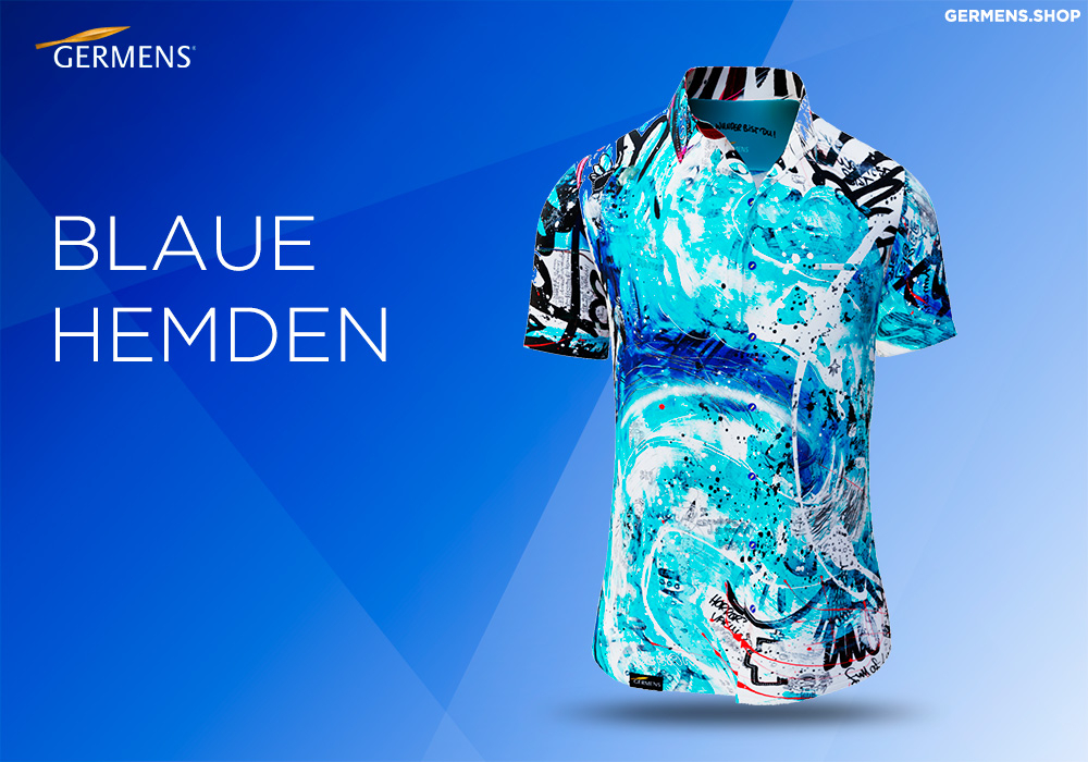 Camisa azul de manga corta para hombre de GERMENS