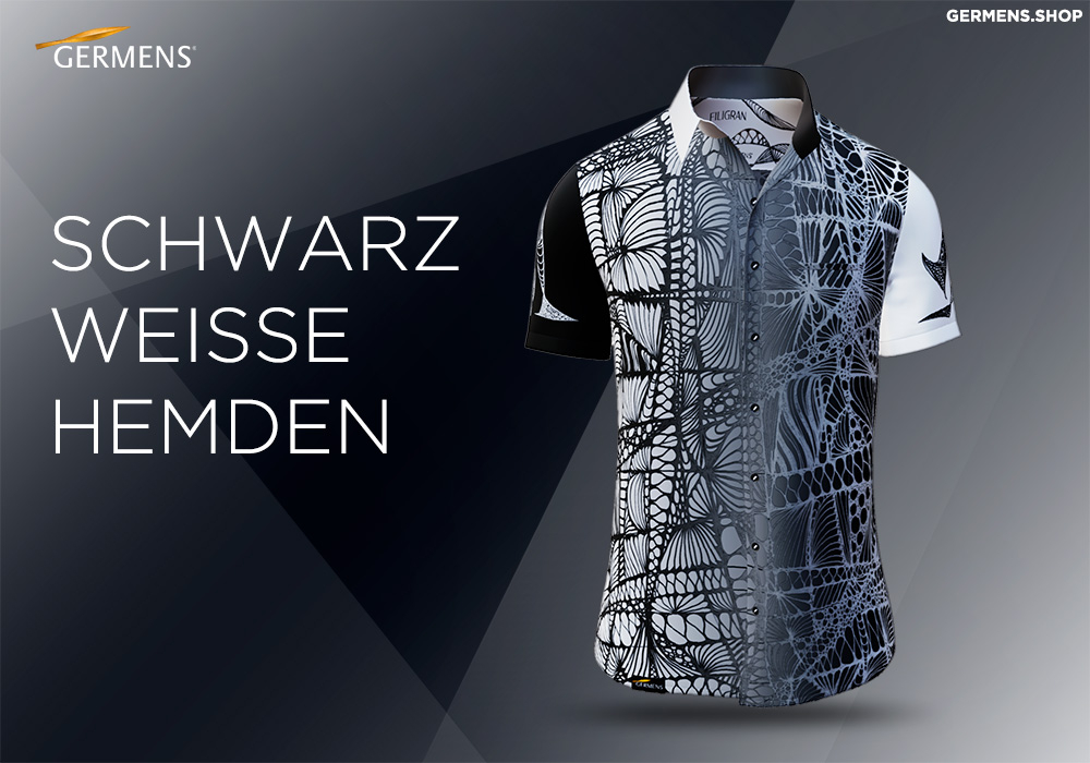 Camisa de manga corta para hombre en blanco y negro de GERMENS