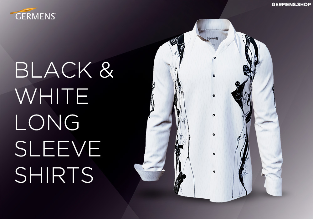 Camisas de botones en blanco y negro para hombre de GERMENS art fashion