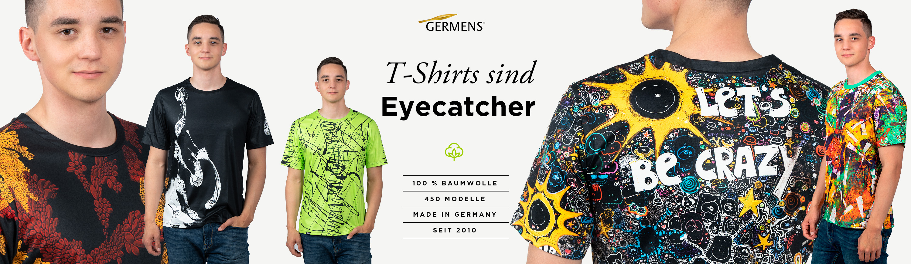 Camisetas extravagantes de algodón 100 % con llamativos diseños artísticos - GERMENS artfashion