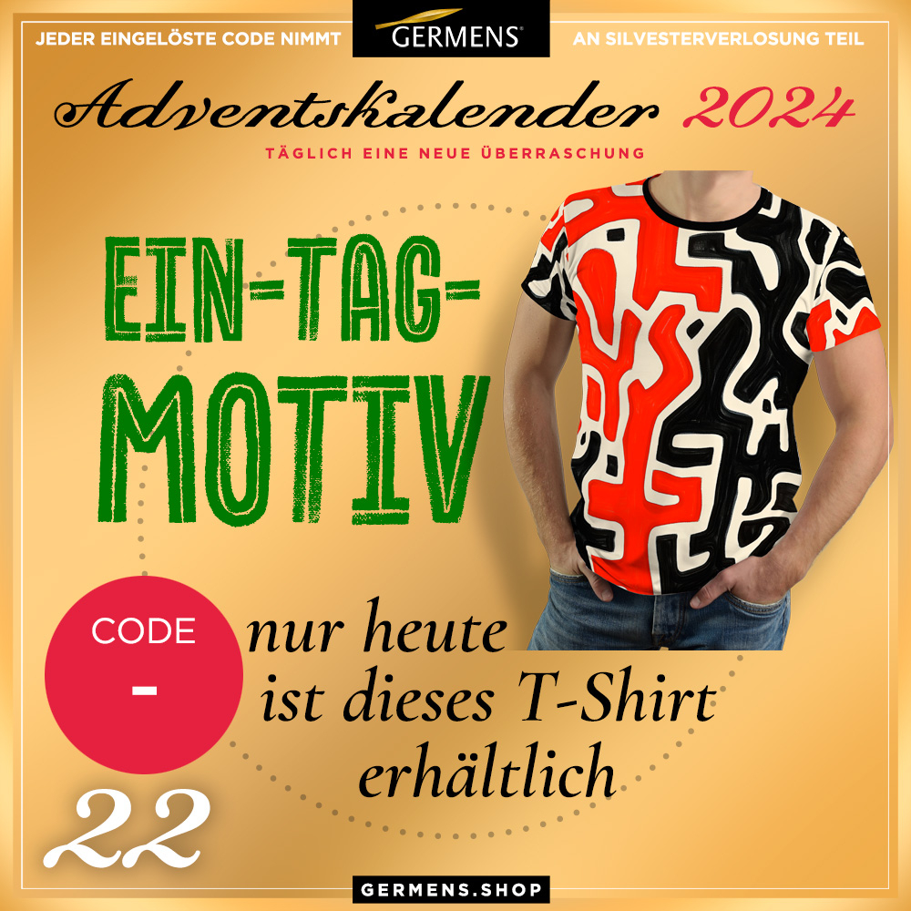Adventskalender 2024 - Türchen 22. Dezember 2024 - Nur heute ist dieses T-Shirt KELIMA erhältlich