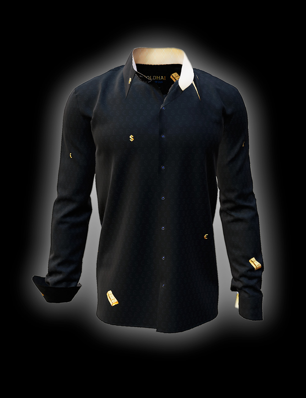 schwarzes Hemd Herren Langarm GOLDHAI von GERMENS artfashion