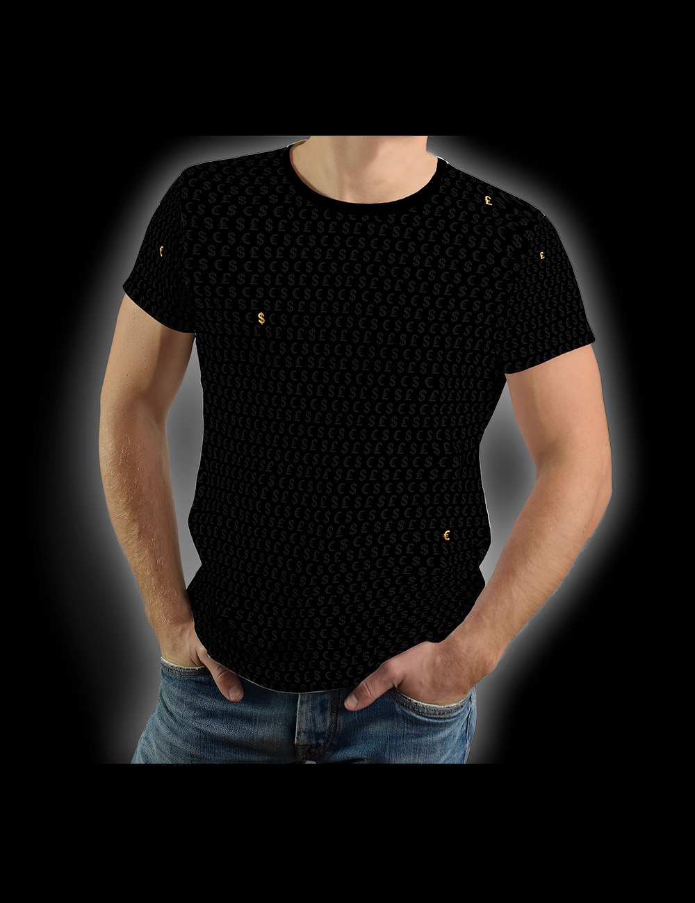 schwarzes T-Shirt Herren Kurzarm GOLDHAI von GERMENS artfashion