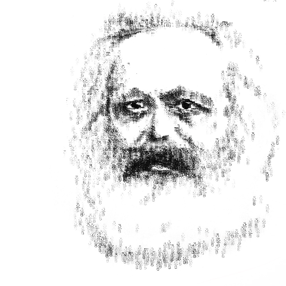 Detalle del diseño TYPEWRITER KARL MARX WHITE