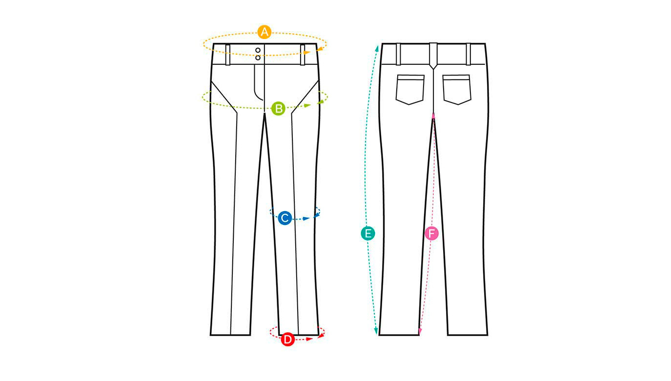 Pantalones de mujer GERMENS con cintura ancha: esquema de la tabla de tallas